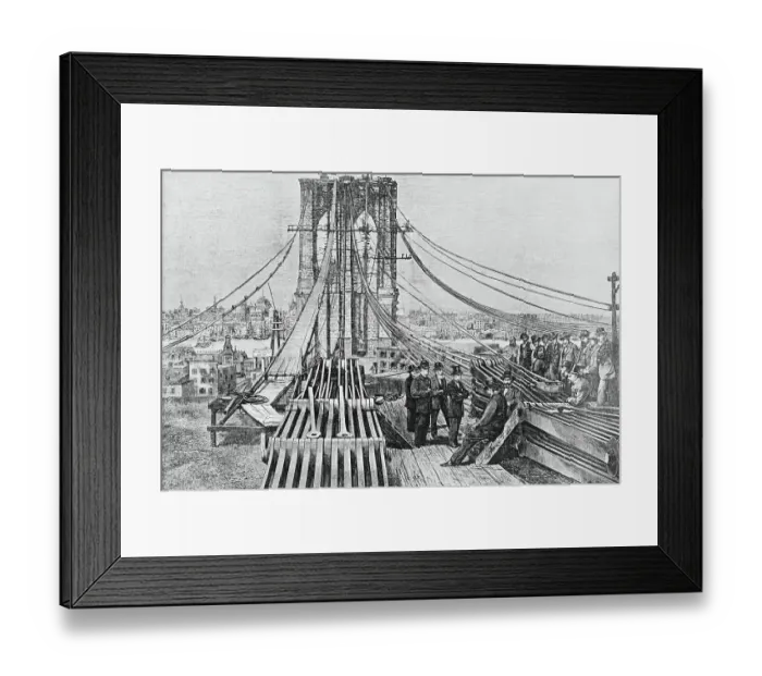 Framed Print : Men Building Brooklyn Bridge Framed Print : Men Building Brooklyn Bridge