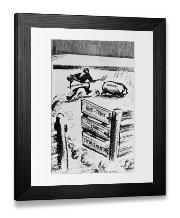 Framed Print : Franklin D. Roosevelt Chasing Symbolic Pig Framed Print : Franklin D. Roosevelt Chasing Symbolic Pig