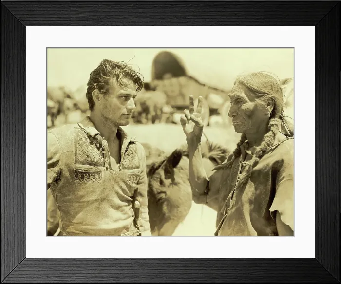 Framed Print : John Wayne & Crow Indian In Movie Still