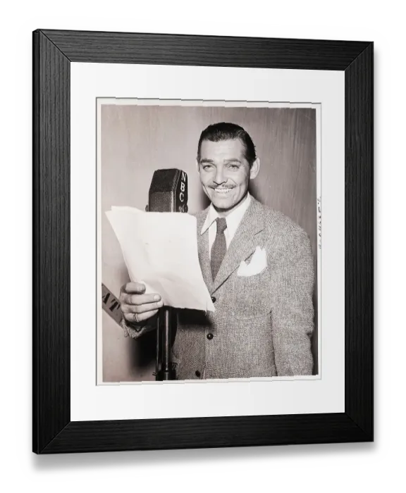 Framed Print : Clark Gable Reads Into Nbc Radio Mic Framed Print : Clark Gable Reads Into Nbc Radio Mic
