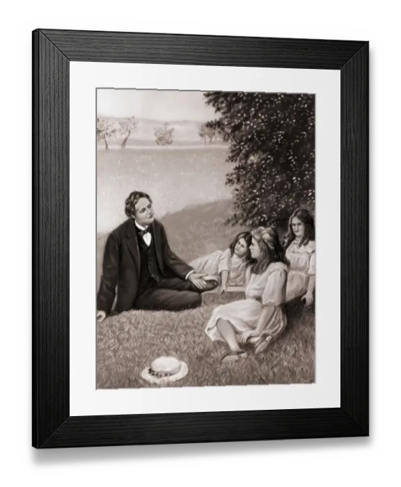 Framed Print : Lewis Carroll Reading / Children / Painting Framed Print : Lewis Carroll Reading / Children / Painting