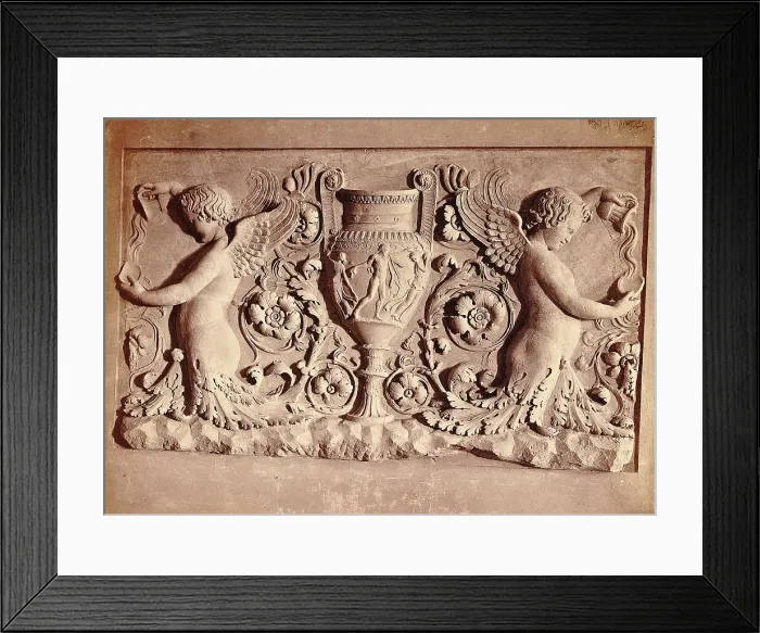 Framed Print : Relief Sculpture Of Cherubs By Fountain Framed Print : Relief Sculpture Of Cherubs By Fountain