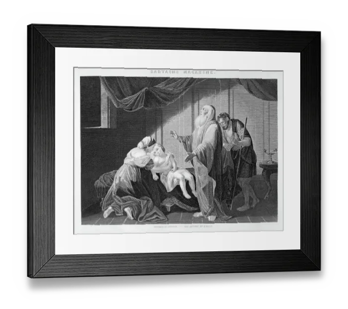 Framed Print : Engraving Of Elijah W / Shunamite