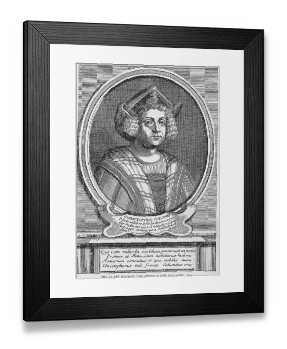 Framed Print : Christopher Columbus, Engraved Portrait Framed Print : Christopher Columbus, Engraved Portrait