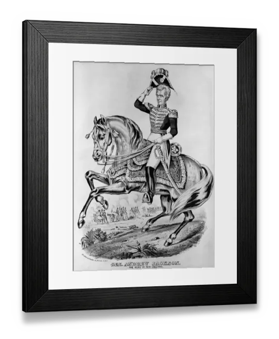 Framed Print : Andrew Jackson On Horse / Litho / N Orleans
