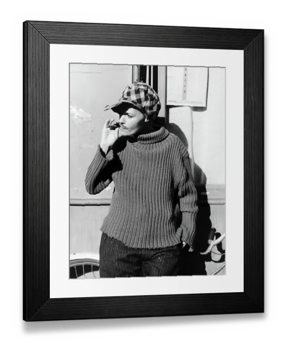 Framed Print : Jeanne Moreau In Checkered Cap W / Cigar Framed Print : Jeanne Moreau In Checkered Cap W / Cigar