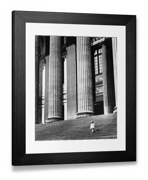 Framed Print : Little Girl Climbing Stairs Framed Print : Little Girl Climbing Stairs