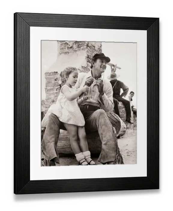 Framed Print : John Wayne & Daughter On'The Alamo Set 1959 Framed Print : John Wayne & Daughter On'The Alamo Set 1959