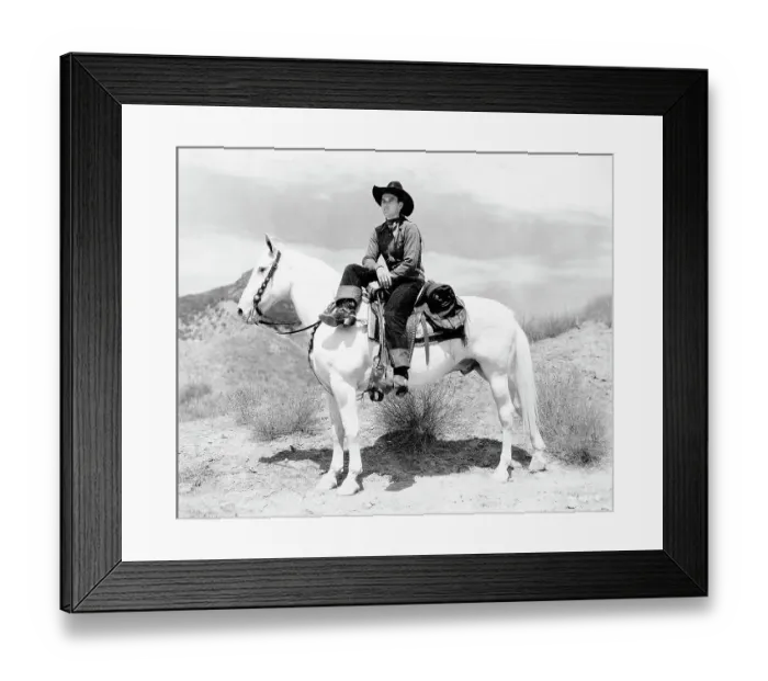Framed Print : John Wayne Seated On White Horse