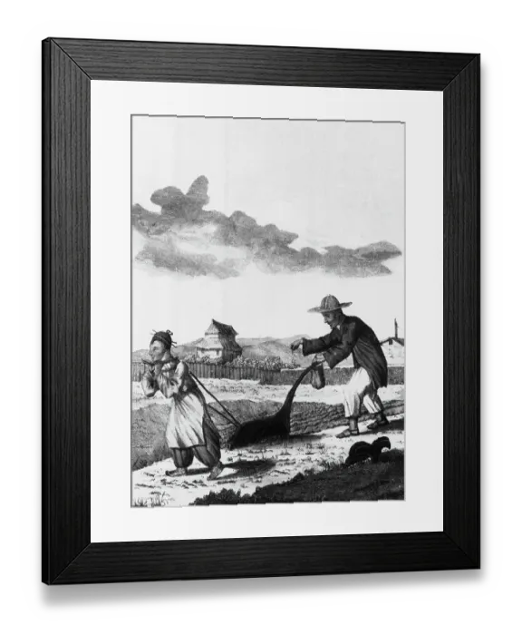 Framed Print : Chinese Peasants Plowing and Sowing