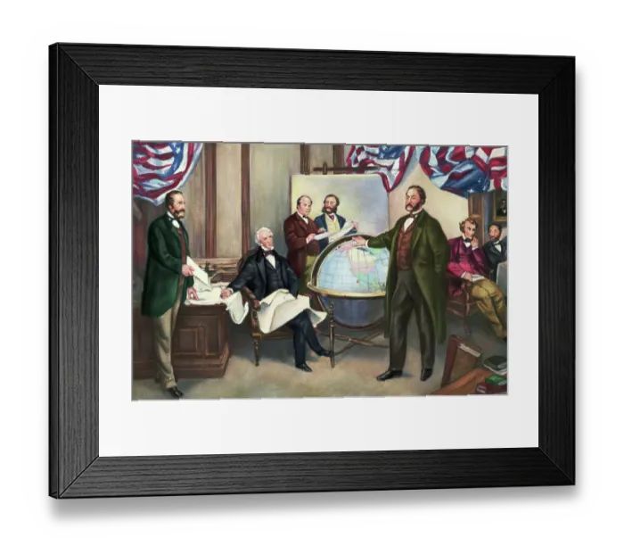 Framed Print : Artwork Based After The Signing of the Alaska Treaty of Cessation, March 30, 1867 by Emanuel Gottlieb Leutze
