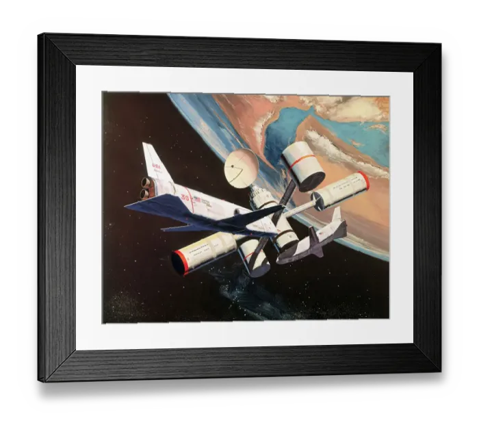 Framed Print : Drawing of a Winged Shuttle Craft