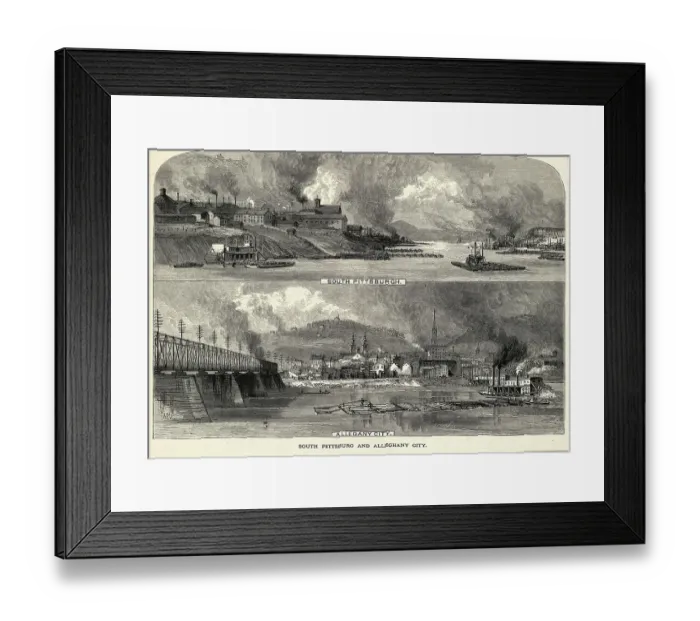 Framed Print : Engraving of Views of South Pittsburgh and Alleghany City Pennsylvania USA Framed Print : Engraving of Views of South Pittsburgh and Alleghany City Pennsylvania USA