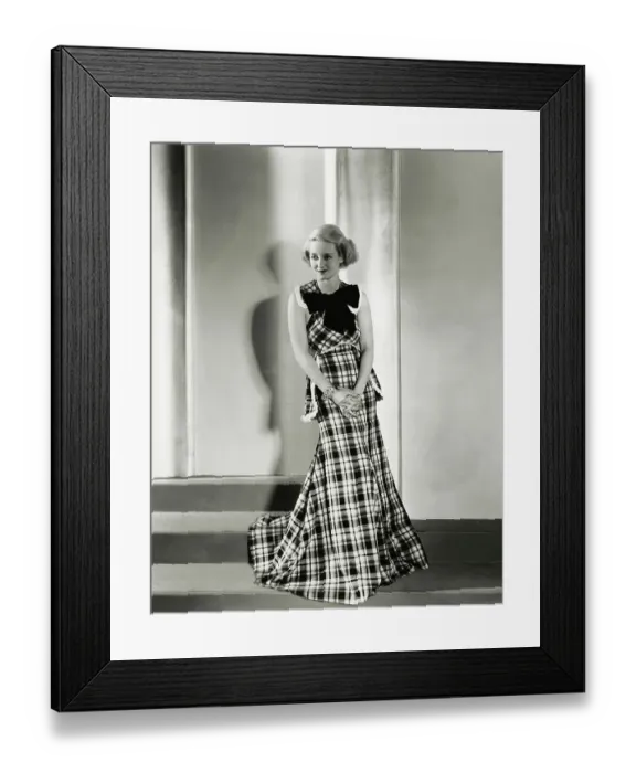 Framed Print : Actress Bette Davis Posing in Colorful Plaid Dress Framed Print : Actress Bette Davis Posing in Colorful Plaid Dress
