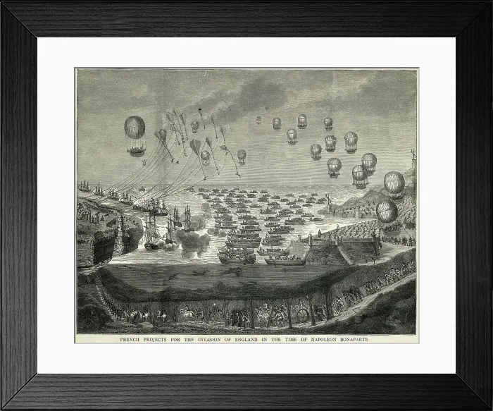 Framed Print : French Projects for the Invasion of England in the Time of Napoleon Bonaparte Woodcut Framed Print : French Projects for the Invasion of England in the Time of Napoleon Bonaparte Woodcut