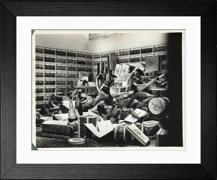 Framed Print : Young Women Mixing in with Mannequins Framed Print : Young Women Mixing in with Mannequins