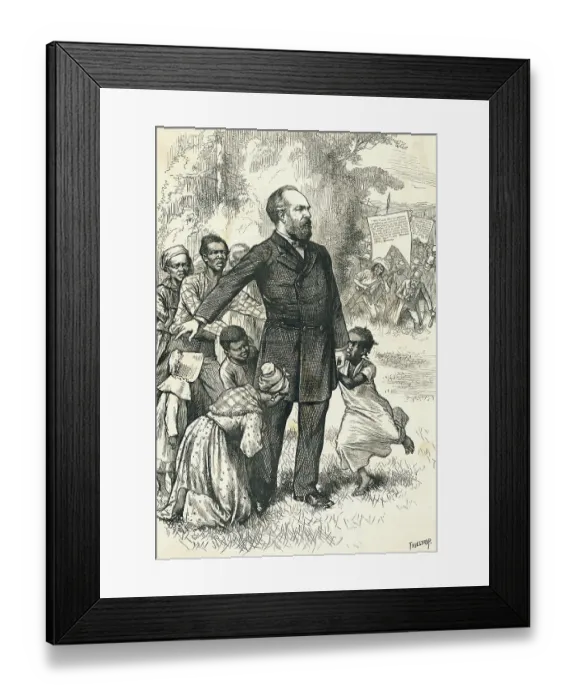 Framed Print : General James Garfield with African American Slaves Framed Print : General James Garfield with African American Slaves