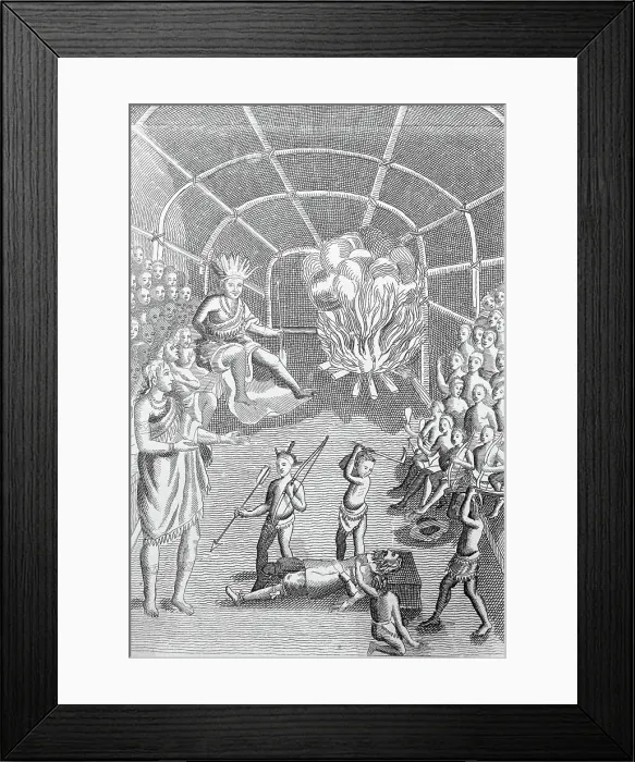 Framed Print : Engraving of Pochontas begging for life of Captain John Smith Framed Print : Engraving of Pochontas begging for life of Captain John Smith