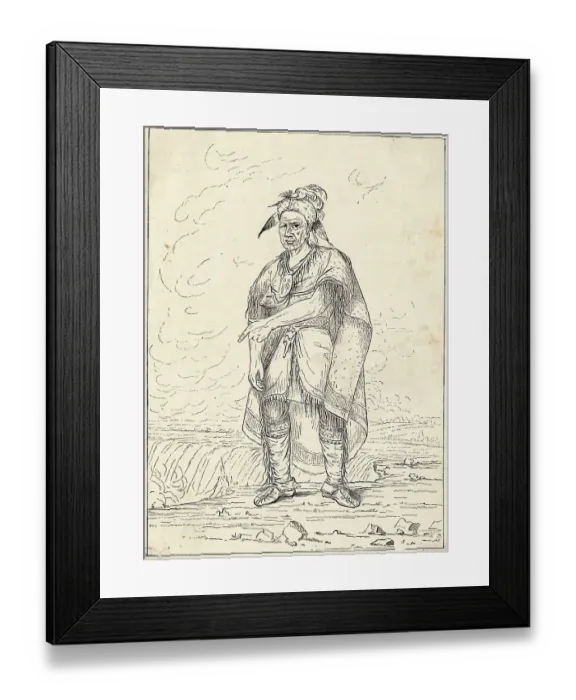 Framed Print : Engraved Portrait of Chief Red Jacket after George Catlin