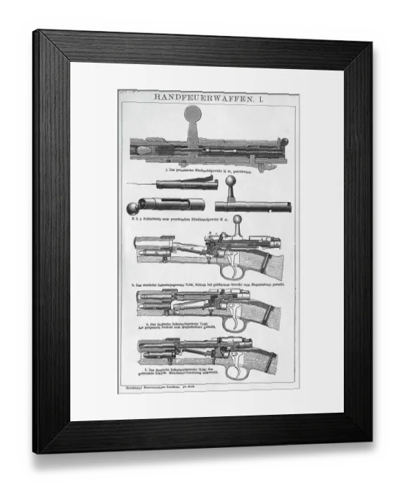 Framed Print : Cross Sections Of Gun Parts / Illust