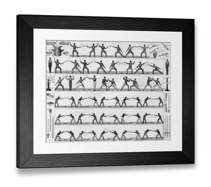 Framed Print : Diagram For Fencing / Engraving Framed Print : Diagram For Fencing / Engraving