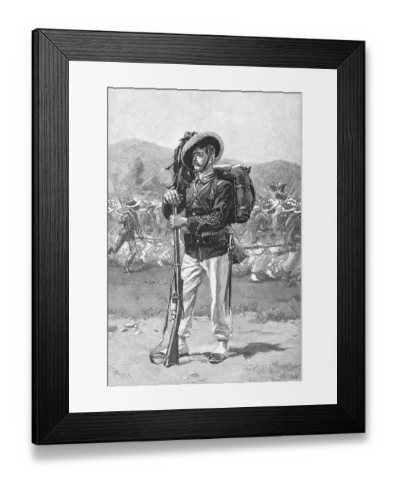 Framed Print : Italian Bersagliere / Woodcut Framed Print : Italian Bersagliere / Woodcut