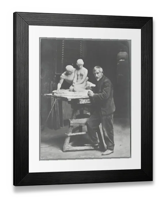 Framed Print : Stephan Sinding Working on Sculpture Framed Print : Stephan Sinding Working on Sculpture