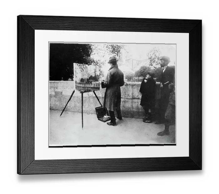 Framed Print : Artist Painting Notre Dame