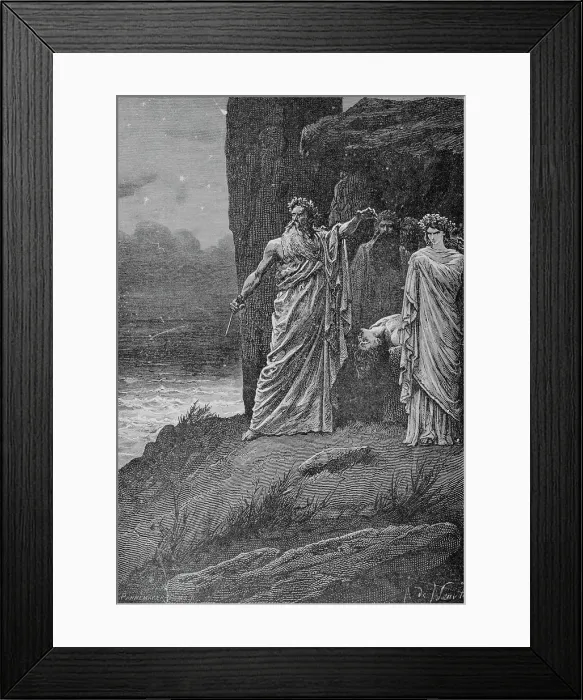 Framed Print : Engraving of Druids Offering Human Sacrifice by A. de Neuville Framed Print : Engraving of Druids Offering Human Sacrifice by A. de Neuville