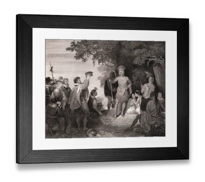 Framed Print : Powhatan Being Crowned as Leader Framed Print : Powhatan Being Crowned as Leader