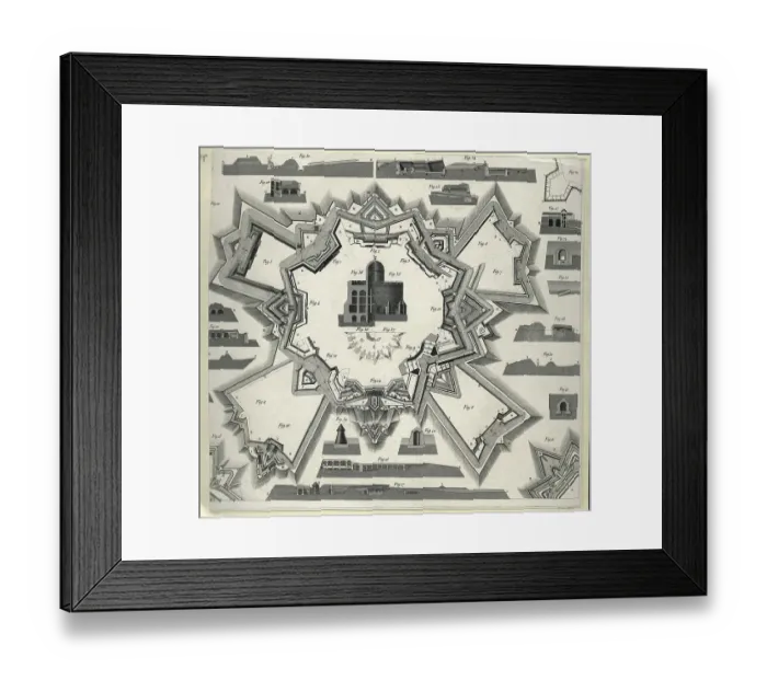 Framed Print : Drawn Plan For A Fortress Framed Print : Drawn Plan For A Fortress