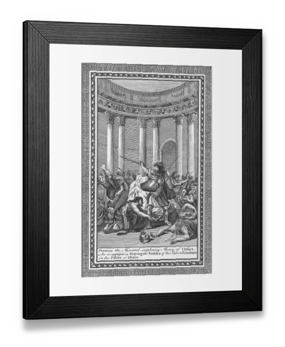 Framed Print : Engraving of Ulysses and His Men Ravaging on the Court Framed Print : Engraving of Ulysses and His Men Ravaging on the Court