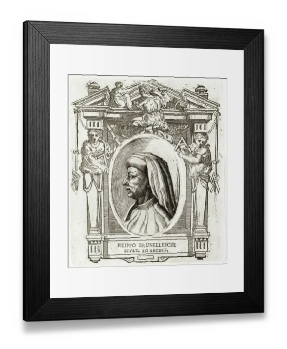 Framed Print : Profile of Fillippo Brunelleschi on Architectural Framing Framed Print : Profile of Fillippo Brunelleschi on Architectural Framing