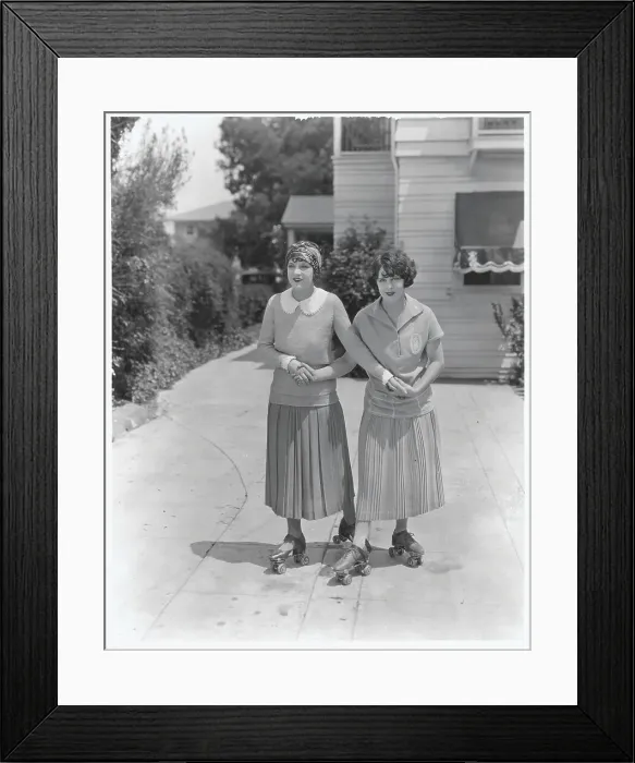 Framed Print : Two Sisters on Roller Skates Framed Print : Two Sisters on Roller Skates