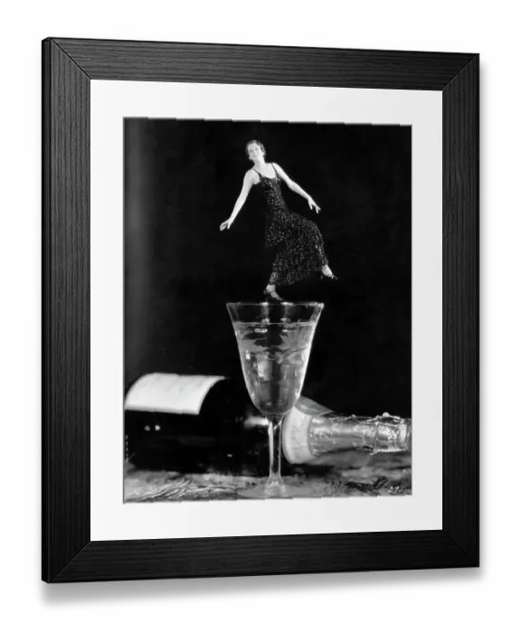 Framed Print : Woman Dancing on Champagne Glass Framed Print : Woman Dancing on Champagne Glass