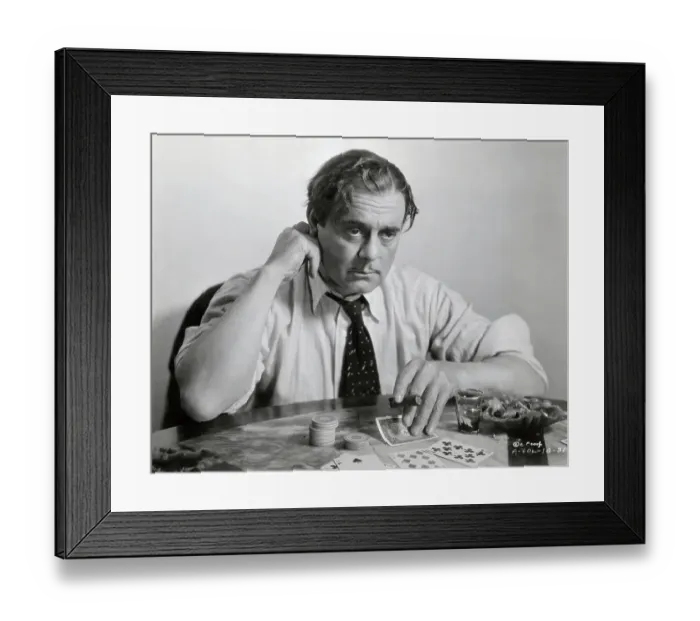 Framed Print : Worried Man Playing Cards