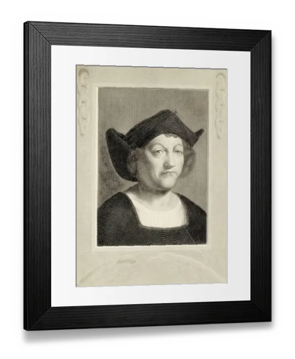 Framed Print : Engraving Of Christopher Columbus Framed Print : Engraving Of Christopher Columbus