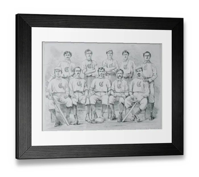 Framed Print : Woodcut of Red Stocking Baseball Club Framed Print : Woodcut of Red Stocking Baseball Club