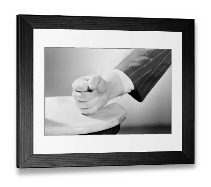 Framed Print : Clenched Fist on Table Framed Print : Clenched Fist on Table