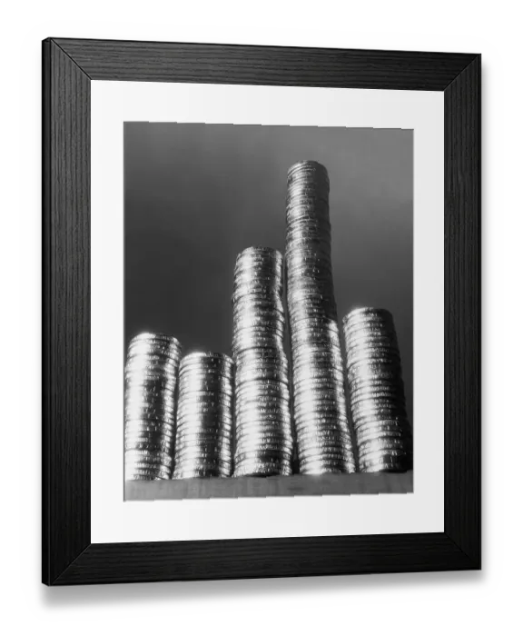 Framed Print : Stacks of Coins Framed Print : Stacks of Coins