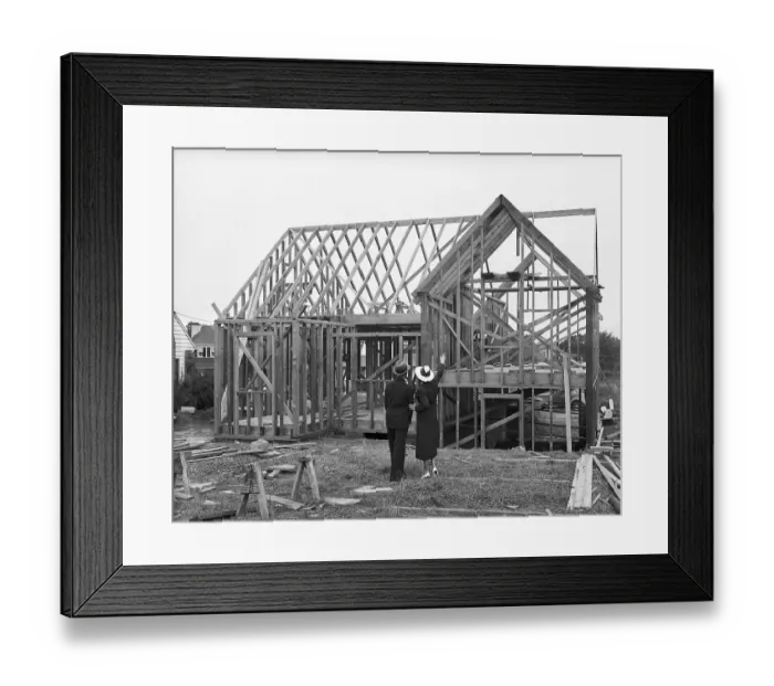 Framed Print : Young People Survey House Construction Framed Print : Young People Survey House Construction