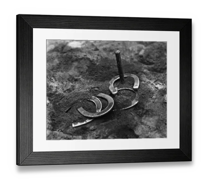 Framed Print : Horseshoes Around Pole Framed Print : Horseshoes Around Pole