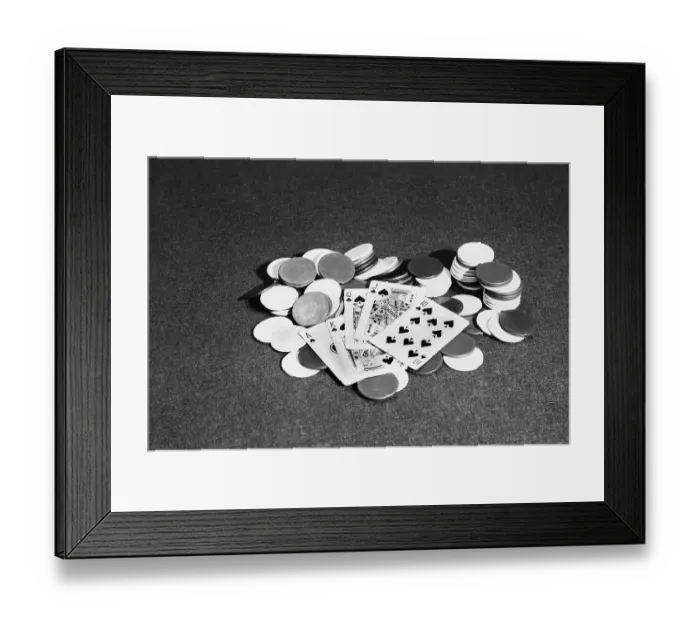Framed Print : Spade Royal Flush on Poker Chips Framed Print : Spade Royal Flush on Poker Chips
