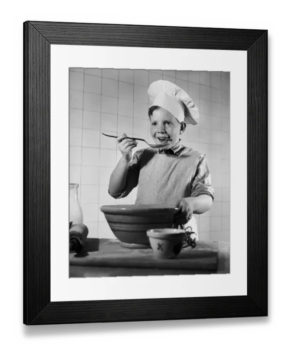 Framed Print : Boy Tasting His Cooking