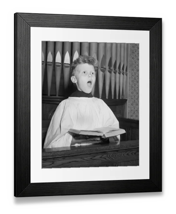 Framed Print : Young Choirboy Singing Framed Print : Young Choirboy Singing
