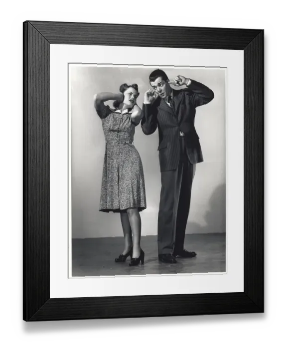 Framed Print : Woman and Man With Hands Over Ears Framed Print : Woman and Man With Hands Over Ears