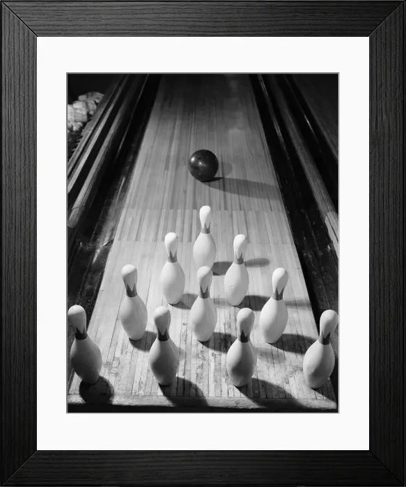 Framed Print : Bowling Ball Heading Toward Pins Framed Print : Bowling Ball Heading Toward Pins