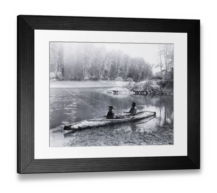 Framed Print : Men In Canoe Fish (Presumably For Food?) Framed Print : Men In Canoe Fish (Presumably For Food?)