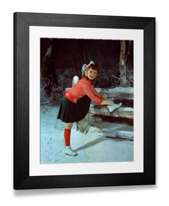 Framed Print : Virginia Dale Leaning Down Adjusting Shoe