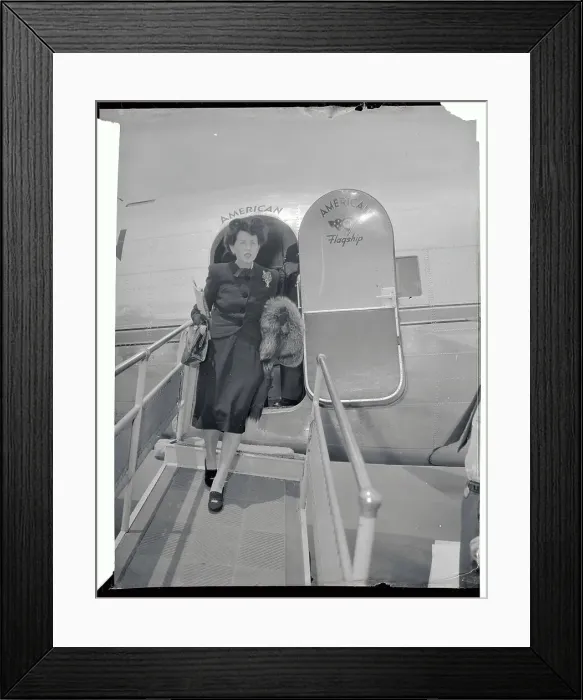 Framed Print : Mrs. Joseph P. Kennedy Getting Out of Plane Framed Print : Mrs. Joseph P. Kennedy Getting Out of Plane